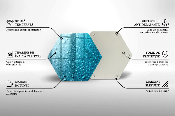 Skärbräda glas sexhörning Vattendroppar