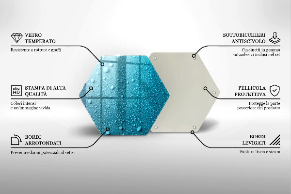 Skärbräda glas sexhörning Vattendroppar