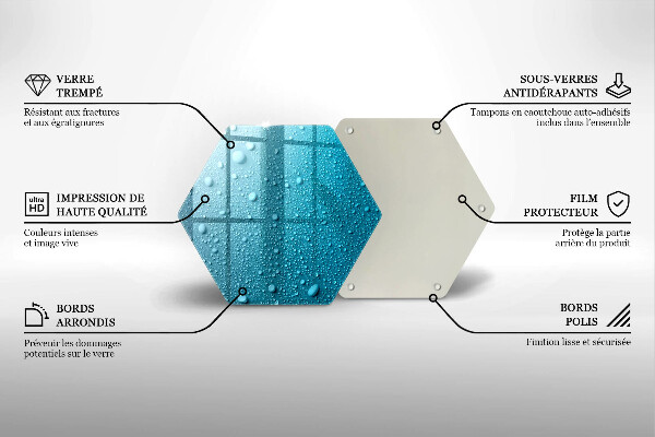 Skärbräda glas sexhörning Vattendroppar