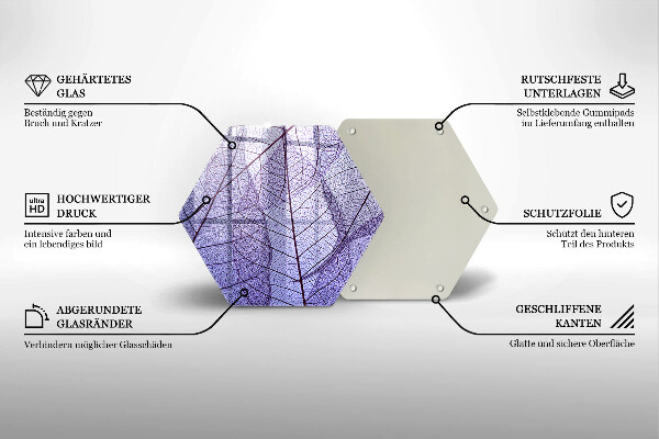 Skärbräda glas sexhörning Blad med ådror