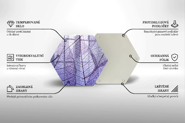 Skärbräda glas sexhörning Blad med ådror