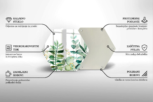Skärbräda glas sexhörning Växtblad illustration