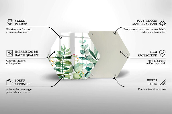 Skärbräda glas sexhörning Växtblad illustration