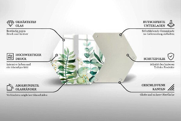 Skärbräda glas sexhörning Växtblad illustration