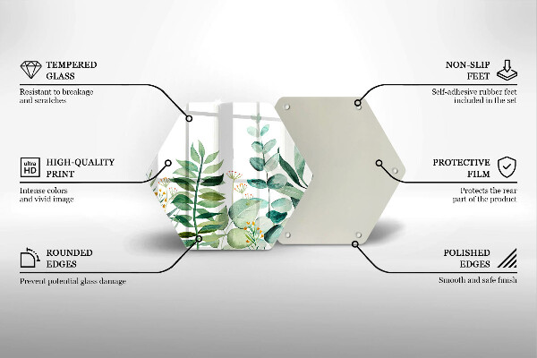 Skärbräda glas sexhörning Växtblad illustration