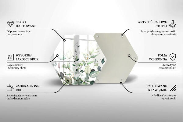 Skärbräda glas sexhörning Akvarellväxter