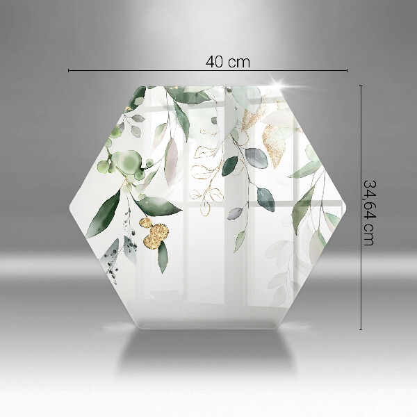 Skärbräda glas sexhörning Akvarell blad