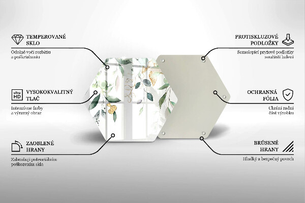 Skärbräda glas sexhörning Akvarell blad