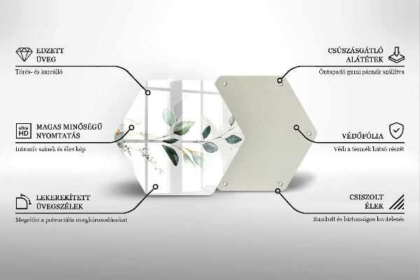 Skärbräda glas sexhörning Akvarell blad
