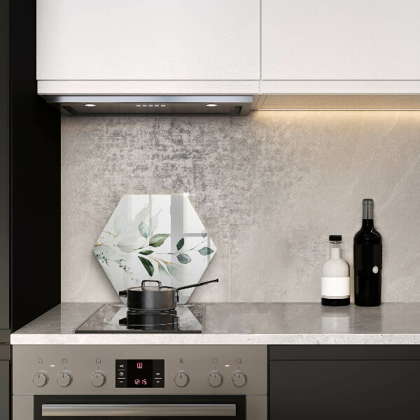 Skärbräda glas sexhörning Akvarell blad