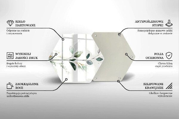 Skärbräda glas sexhörning Akvarell blad