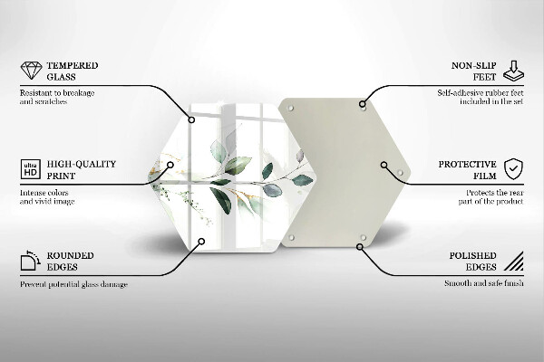 Skärbräda glas sexhörning Akvarell blad