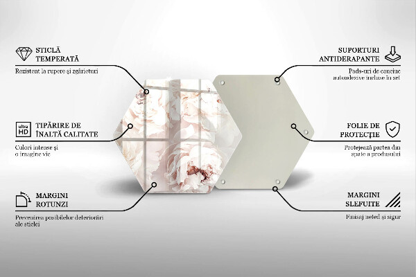 Skärbräda glas sexhörning Pastellpioner