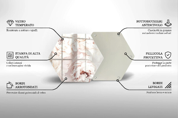 Skärbräda glas sexhörning Pastellpioner