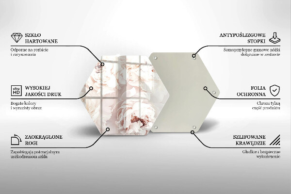 Skärbräda glas sexhörning Pastellpioner