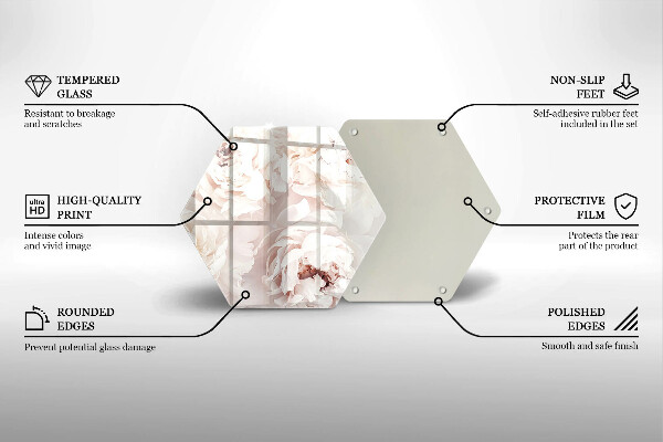 Skärbräda glas sexhörning Pastellpioner