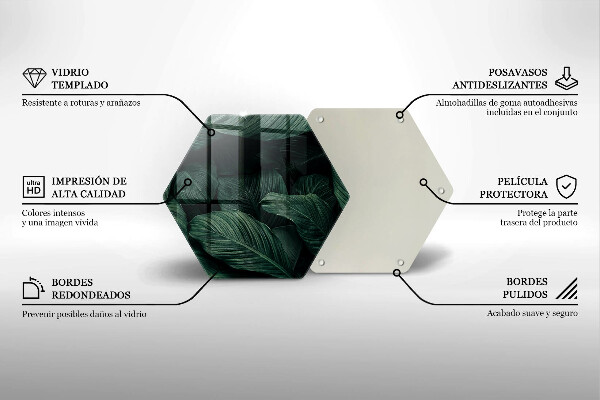 Skärbräda glas sexhörning Mörka löv