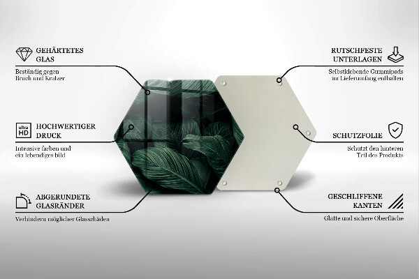 Skärbräda glas sexhörning Mörka löv