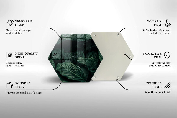 Skärbräda glas sexhörning Mörka löv