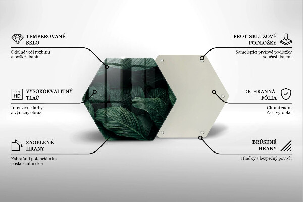 Skärbräda glas sexhörning Mörka löv