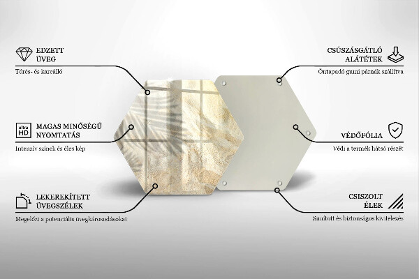 Skärbräda glas sexhörning Palmblad och sand