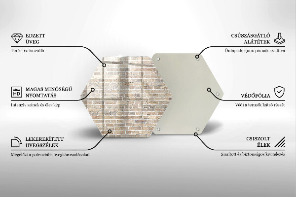 Skärbräda glas sexhörning Ljus tegelvägg