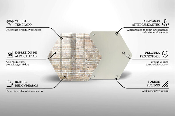 Skärbräda glas sexhörning Ljus tegelvägg