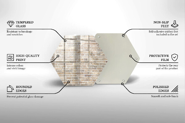 Skärbräda glas sexhörning Ljus tegelvägg