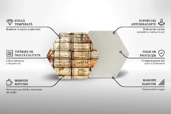 Skärbräda glas sexhörning Gamla vinkorkar