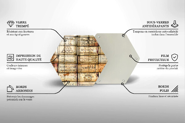 Skärbräda glas sexhörning Gamla vinkorkar