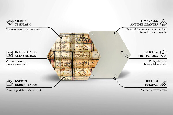 Skärbräda glas sexhörning Gamla vinkorkar