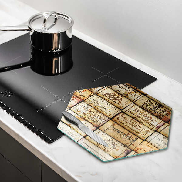 Skärbräda glas sexhörning Gamla vinkorkar