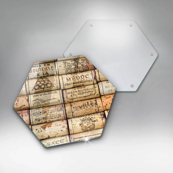 Skärbräda glas sexhörning Gamla vinkorkar