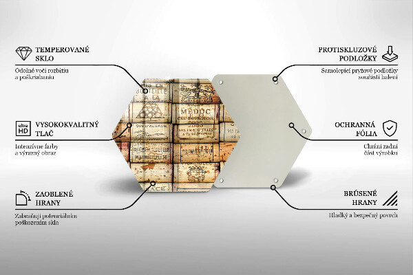 Skärbräda glas sexhörning Gamla vinkorkar