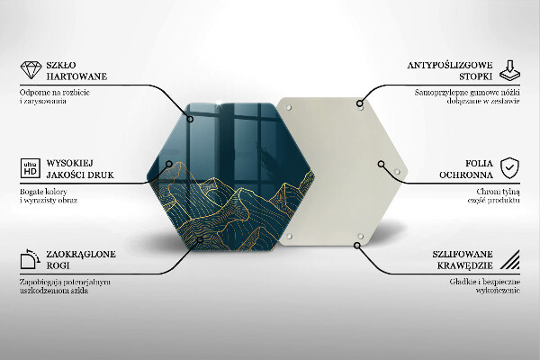 Skärbräda glas sexhörning Abstrakta berg
