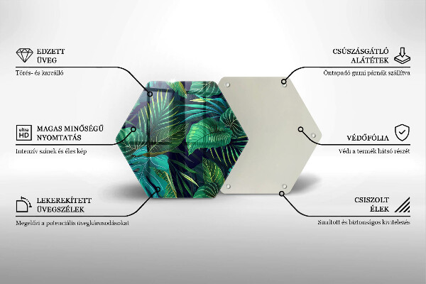 Skärbräda glas sexhörning Djungel löv illustration