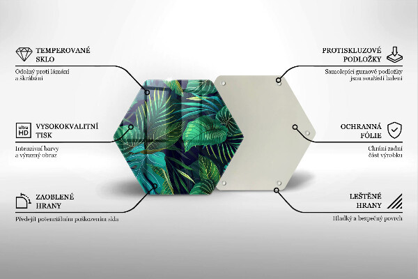 Skärbräda glas sexhörning Djungel löv illustration