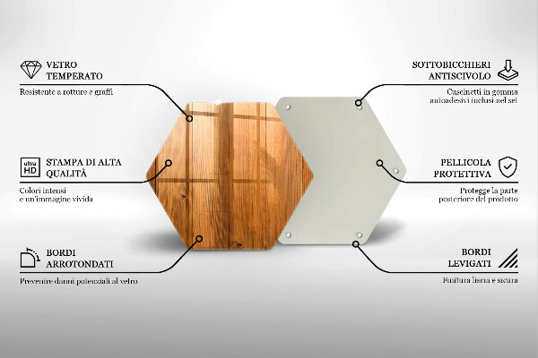 Skärbräda glas sexhörning Träskivor