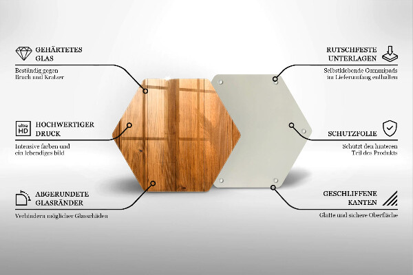 Skärbräda glas sexhörning Träskivor