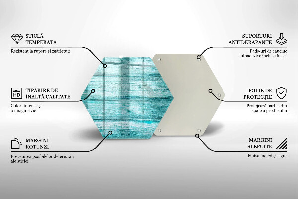 Skärbräda glas sexhörning Vintage träskivor