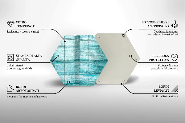 Skärbräda glas sexhörning Vintage träskivor