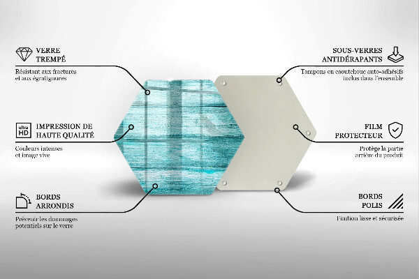 Skärbräda glas sexhörning Vintage träskivor
