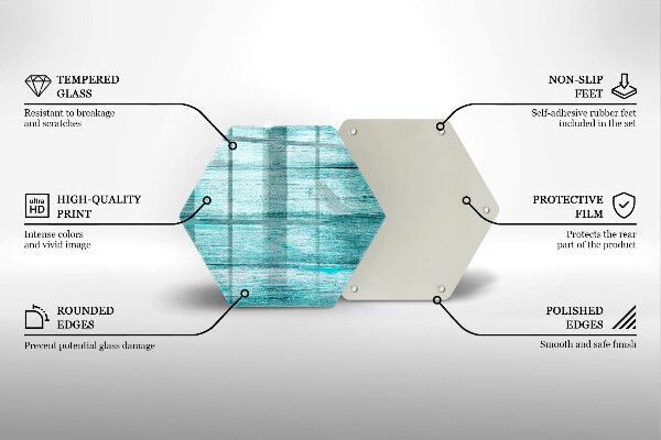 Skärbräda glas sexhörning Vintage träskivor