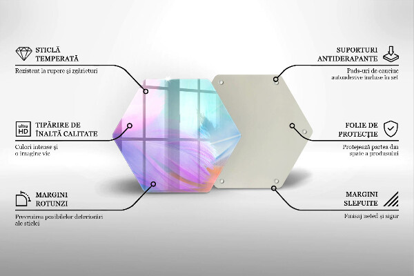 Skärbräda glas sexhörning Pastellfjädrar