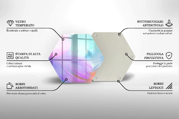 Skärbräda glas sexhörning Pastellfjädrar