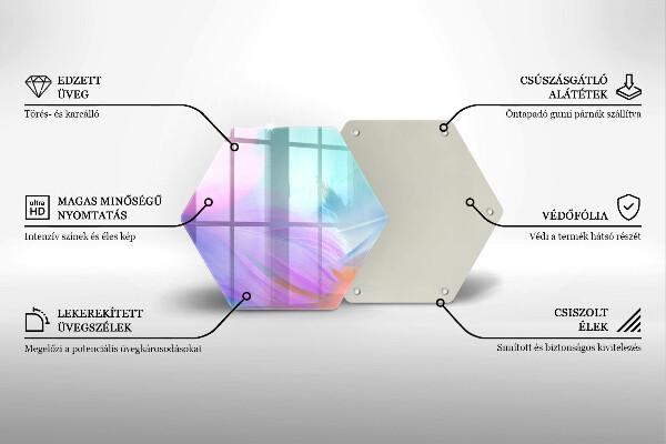 Skärbräda glas sexhörning Pastellfjädrar