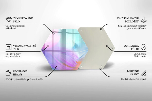 Skärbräda glas sexhörning Pastellfjädrar