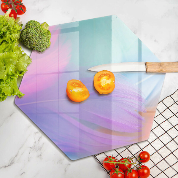 Skärbräda glas sexhörning Pastellfjädrar