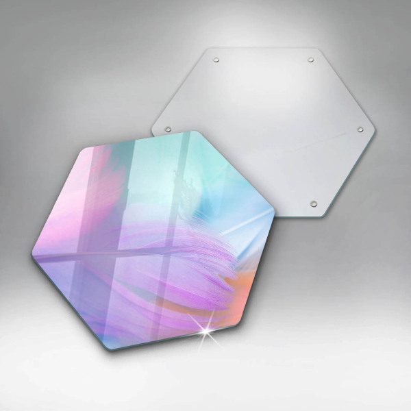 Skärbräda glas sexhörning Pastellfjädrar