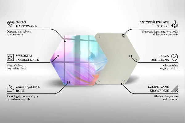 Skärbräda glas sexhörning Pastellfjädrar
